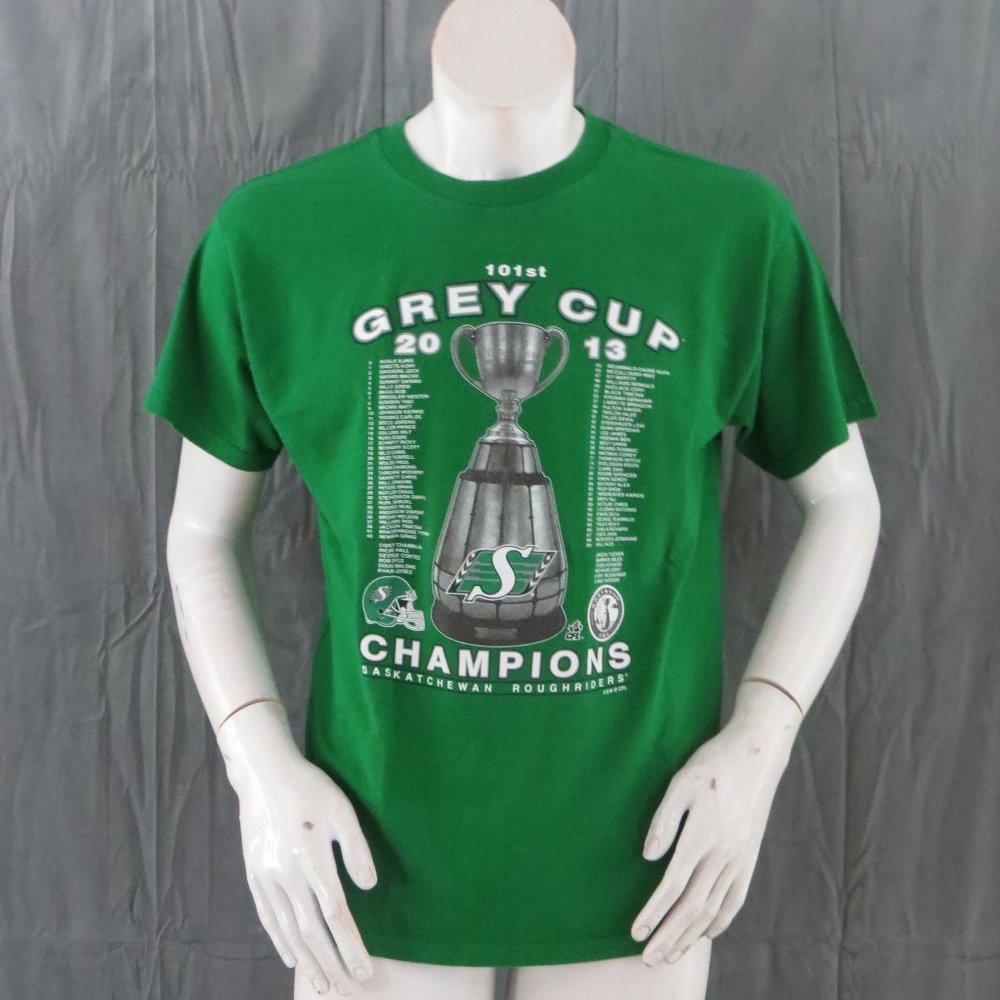 Show Your Rider Pride - 2013 Grey Cup Saskatchewan Roughriders Shirt Roster -LRG